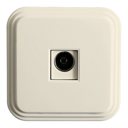 Розетка телевизионная 1-местная STEKKER, PST00-20-20 (ТР-01-БЖ),  75 Ом, 5-862МГц, слоновая кость - фото