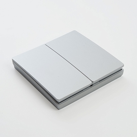 Кнопка-выключатель беспроводной FERON, TM82, 7мВт, IP20, двухклавишный, серебро - фото