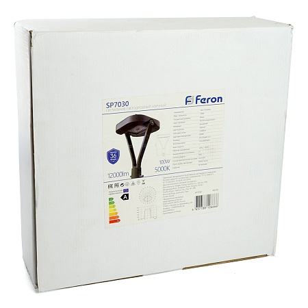 Светильник уличный FERON, SP7030, 50W 6000lm 4000K, черный - фото