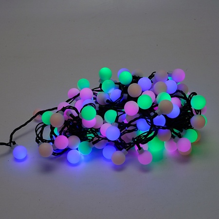 Светодиодная гирлянда Feron CL585 Мультишарики 12м 230V мультиколор, c питанием от сети, черный шнур - фото