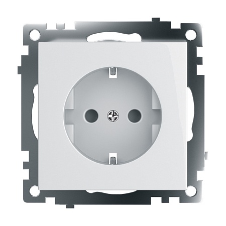 Розетка 1-местная с/з (механизм), STEKKER GLS16-7110-01, 250В, 16А с защитной шторкой, серия Катрин, белый - фото