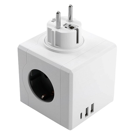 Разветвитель сетевой 3-местный с/з STEKKER ADP16-33-21, 250V, 16A, ABS пластик, белый - фото