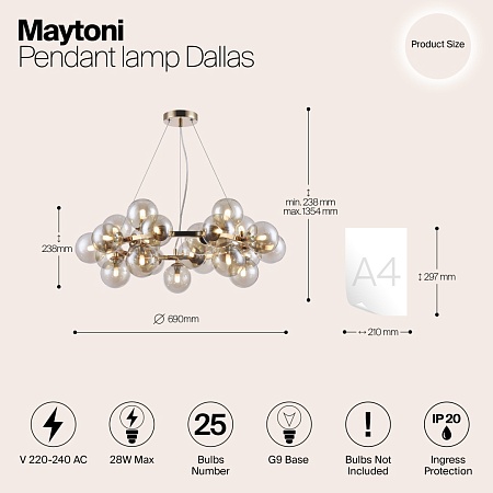 Подвесной светильник Maytoni Dallas MOD548PL-25G - фото