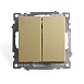 Переключатель 2-клавишный (механизм), STEKKER, GLS10-7107-08, 250В, 10А, серия Катрин, золото - фото