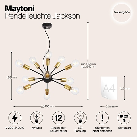 Подвесной светильник Maytoni Jackson T546PL-12B - фото