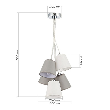 Светильник подвесной Хром/Белый, Серый E14 5*40W SLE300403-05 - фото