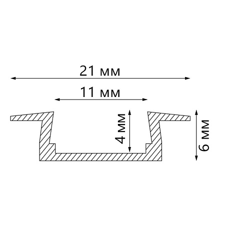 Профиль алюминиевый встраиваемый, серебро, CAB251 - фото