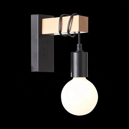 Светильник настенный Черный, Светлое дерево E27 1*60W SL1142.401.01 - фото