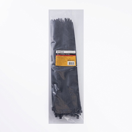 Хомут нейлоновый STEKKER NYCT47-400 4,7х400 мм, d пучка max 105 мм, нагрузка 22кг, черный, упаковка 100 шт - фото