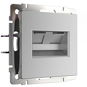 Розетка телефонная RJ-11 и Еthernet RJ-45 серебряный WL06-RJ11+RJ45