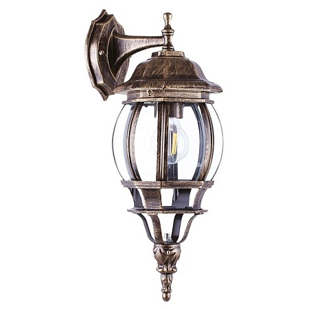 Светильник садово-парковый Feron 8102/PL8102 восьмигранный на стену вниз 100W E27 230V, черное золото - фото