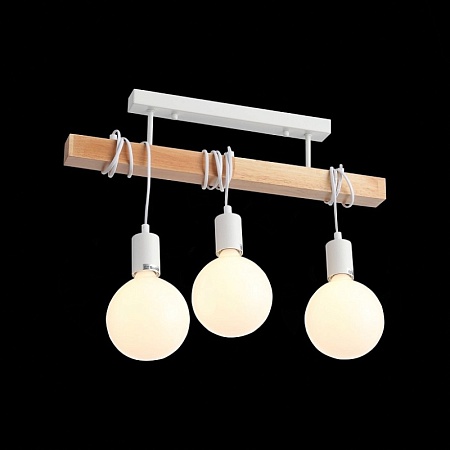 Светильник подвесной Белый, Светлое дерево E27 3*60W SL1142.503.03 - фото