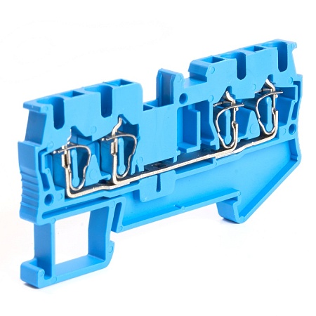 Зажим пружинный, 4-проводной проходной ЗНИ - 2,5 (JXB ST 2,5), синий STEKKER - фото