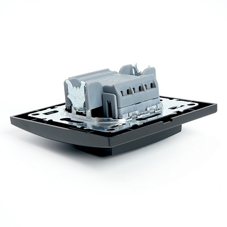 Переключатель перекрестный 1-клавишный STEKKER  PSW10-9009-03, 250В, 10А, серия Эрна, черный - фото