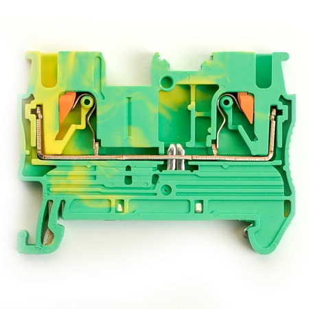 Зажим пружинный, 2-проводной проходной ЗНИ - 2,5 , JXB PT  2,5 , желтый, зеленый LD572-1-25 - фото