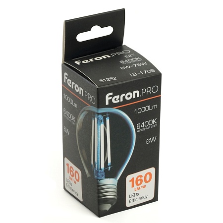 Лампа светодиодная Feron.PRO LB-1706 Шарик E27 1000LM 6W 175-265V 6400K - фото