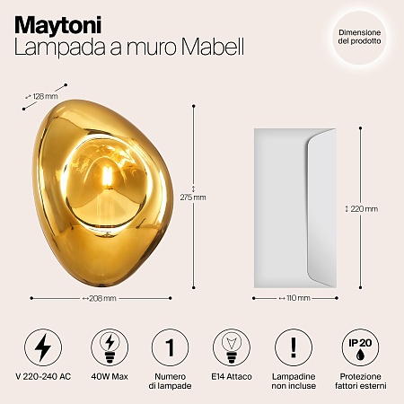 Настенный светильник (бра) Maytoni Mabell MOD306WL-01G - фото