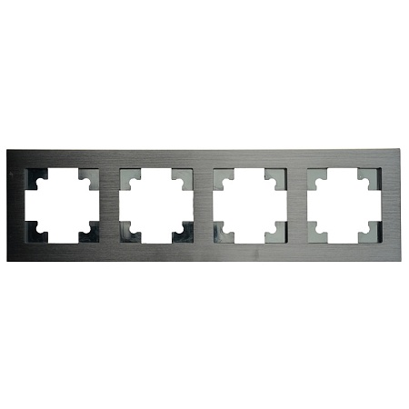 Рамка 4-местная, металл, STEKKER MFR00-7004-05, серия Катрин, черный - фото