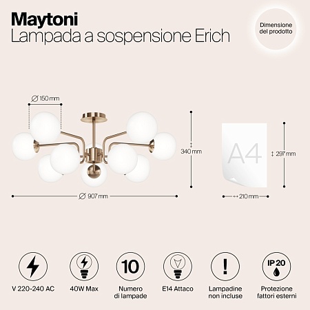 Подвесной светильник Maytoni Erich MOD221PL-10G - фото