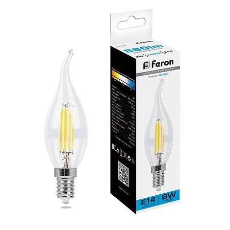Лампа светодиодная Feron LB-74 Свеча на ветру E14 9W 230V 6400K - фото