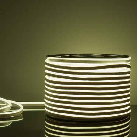 Светодиодный гибкий неон 220 В 9,6 Вт/м 120 Led/м 2835 IP67, односторонний холодный белый 6500К, 50 м Гибкий неон 220V 9,6W 120Led 2835 IP67 односторонний холодный белый, 50 м Elektrostandard - фото