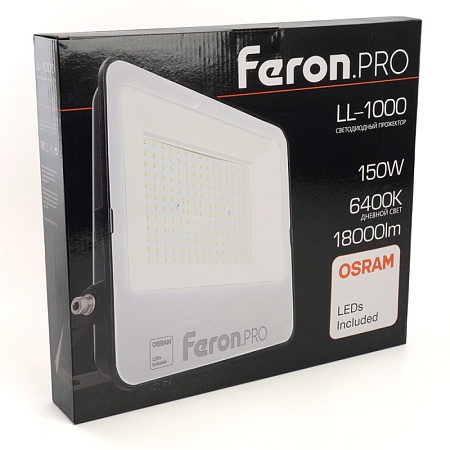 Светодиодный прожектор Feron.PRO LL-1000 IP65 150W 6400K черный - фото