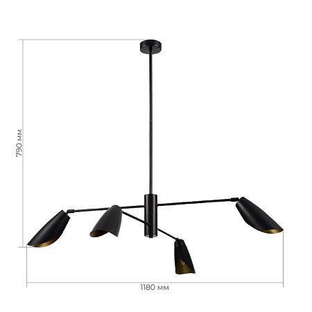 Светильник подвесной Черный/Черный E14 4*60W SLE1254-403-04 - фото