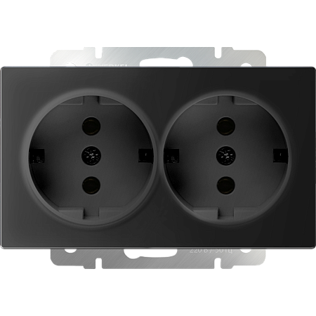 Розетка двойная с заземлением черный матовый WL08-SKG-02-IP20 - фото