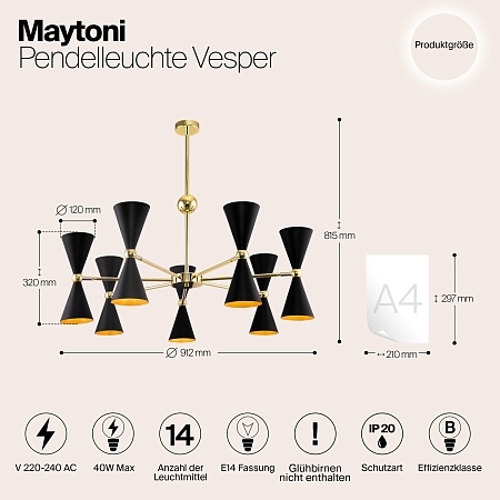 Подвесной светильник Maytoni Vesper MOD108PL-14GB - фото