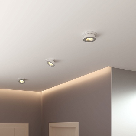 Встраиваемый точечный светодиодный светильник Pruno белый/серебро 25080/LED Elektrostandard - фото