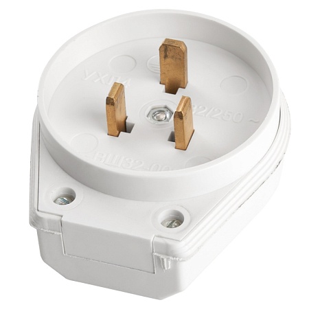 Вилка для плит STEKKER, PPG32-52-20, с/з, 250В, 32А, белый - фото