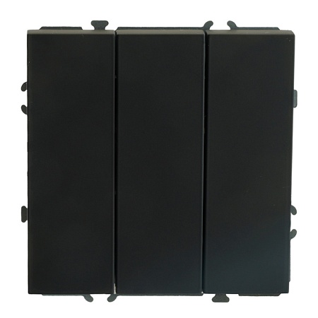 Выключатель 3-клавишный (механизм), STEKKER, 250В, 10А, серия Эмили, RSW10-5108-05, черный уголь, soft touch - фото