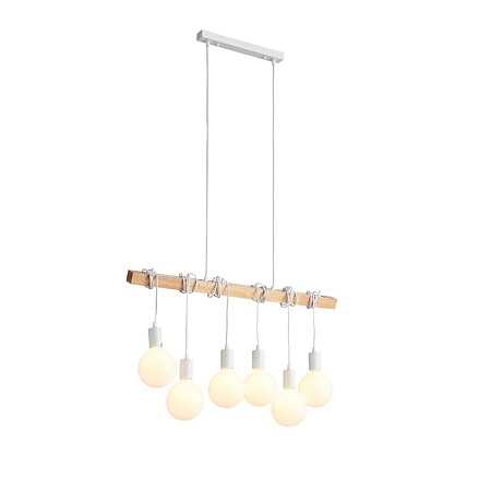 Светильник подвесной Белый, Светлое дерево E27 6*60W SL1142.503.06 - фото