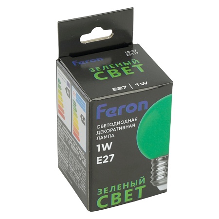 Лампа светодиодная Feron LB-37 Шарик E27 1W 230V Зеленый - фото