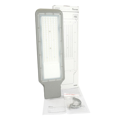 Светодиодный уличный консольный светильник Feron SP3022 100W 5000K 230V, серый - фото