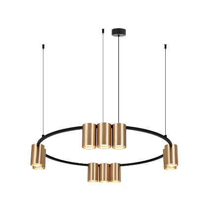 DK4065-BK+SG Подвесной светильник ORBIT , IP20, 10xGU10 LED до 15 Вт, черный + сатинированное золото, алюминий - фото