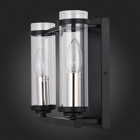 Бра ST-Luce Черный, Никель/Прозрачный E14 2*60W SL334.401.02 - фото