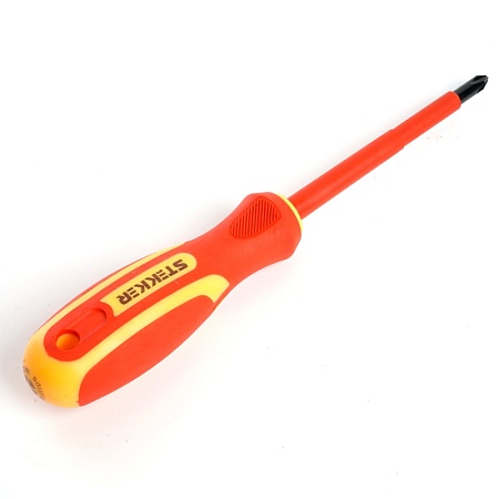 Отвертка крестовая диэлектрическая STEKKER Ph 2 х 100 мм, SDE-PH2-100 - фото