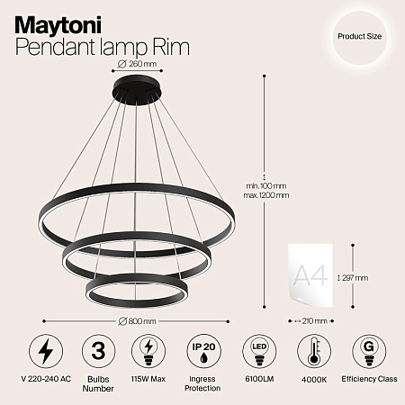 Подвесной светильник Maytoni Rim MOD058PL-L100B4K - фото
