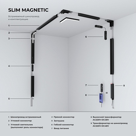 Slim Magnetic Соединительная планка узкая для шинопровода 85100/00 85100/00 Elektrostandard - фото