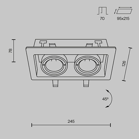 Встраиваемый светильник Technical Metal Modern DL008-2-02-B - фото