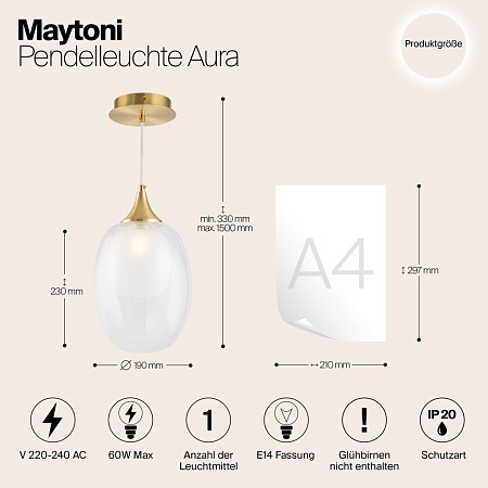 Подвесной светильник Maytoni Aura MOD016PL-01BS - фото