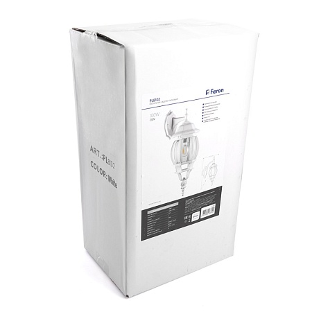 Светильник садово-парковый Feron 8102/PL8102 восьмигранный на стену вниз 100W E27 230V, белый - фото