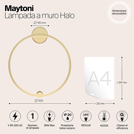 Настенный светильник (бра) Maytoni Halo MOD005WL-L22BSK1 - фото