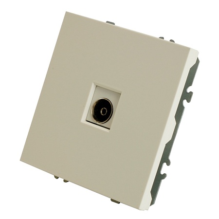 Розетка телевизионная 1-местная (механизм), STEKKER, 75 Ом, 5-862МГц, серия Эмили, RST00-5108-01, белый фарфор, soft touch - фото