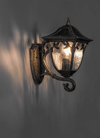 Светильник садово-парковый Feron PL4071 четырехгранный на стену вверх 60W E27 230V, черное золото - фото