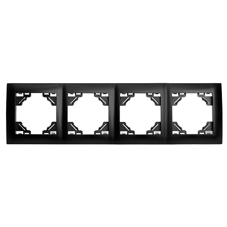 Рамка 4-местная горизонтальная STEKKER, PFR00-9014-03, серия Эрна Элегант, черный - фото