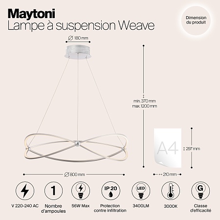 Подвесной светильник Maytoni Weave MOD062PL-L56CH3K - фото