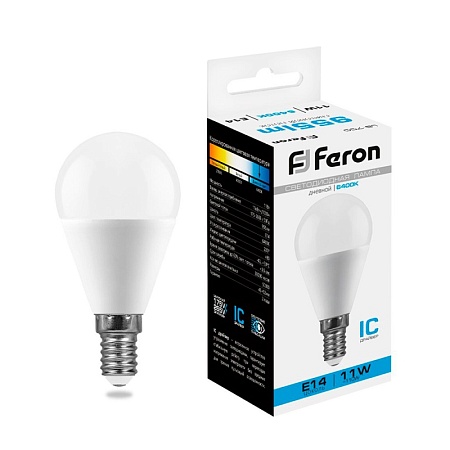 Лампа светодиодная Feron LB-750 Шарик E14 11W 175-265V 6400K - фото