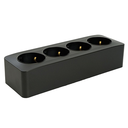 Розетка 4-местная с/з открытой установки, STEKKER, 250В, 16А, IP20, серия София, черный матовый, MST16-14-05 - фото